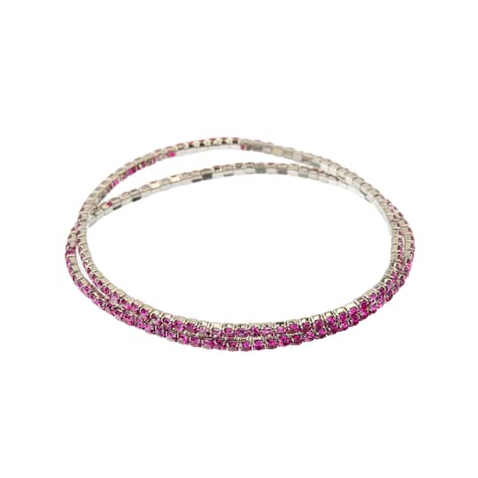 Crystal Lane DIY Silver & Rose Rhinestones Bracelets, 2ct.